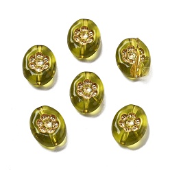 (932FM) Темно-синий аква-матовый с подкладкой Прозрачные акриловые бусины, золотой металл обвитыми, овальные с цветком, темно-золотистые, 14x11x5 мм, отверстие : 1.6 мм, 961 шт / 500 г