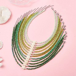 Зеленый 12шт. 12 цвета океанская синтетическая бирюзовая черепаха с ожерельем из стеклянных бусин для женщин, цвет нержавеющей стали, зелёные, 15.79~15.83 дюйм (40.1~40.2 см), 1 шт / цвет