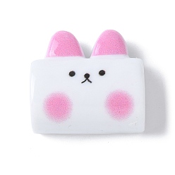 Ярко-Розовый Непрозрачные кабошоны из смолы, кролик, ярко-розовый, 23x24.5x10 мм