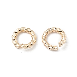 Настоящее золото 14K Латунные витые открытые прыжковые кольца, долговечный, без кадмия и без свинца, алмазная огранка текстурированная круглая, реальный 14 k позолоченный, 5x1 мм, 18 датчик, внутренний диаметр: 3 мм