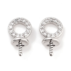 Платина Латунные колышки из циркония, плоско-круглые, без кадмия, без никеля и без свинца, платина, 13x7.2x5.5 мм, отверстие : 3.8 мм, штифты : 1 мм