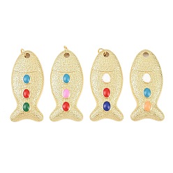 Настоящее золото 18K Латунь эмаль подвески, рыбы прелести, долговечный, стойки покрытие, без свинца и без кадмия, реальный 18 k позолоченный, 45x21x5 мм, Перейти кольцо: 6x1 мм, внутренний диаметр: 4 мм