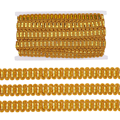 Gold Metallic Polyester Ribbon, Wave Pattern, Gold, 3/4 inch(20mm), 15 yards/card