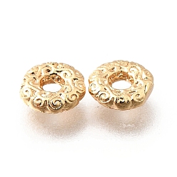 Настоящее золото 18K Латунные бусины, без кадмия, без никеля и без свинца, плоско-круглые, реальный 18 k позолоченный, 6.5x1.5 мм, отверстие : 1.6 мм
