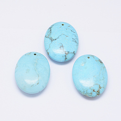 Howlite Natural Howlite Pendants, Oval, Dyed & Heated, 40x30x11mm, Hole: 2mm