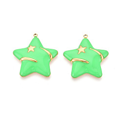 Лайм 304 подвески из нержавеющей стали и эмали, звезды прелести, золотые, желто-зеленые, 27x25.5x3.5 мм, отверстие : 1.5 мм
