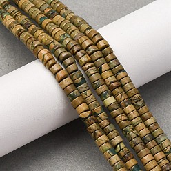 Природный Драгоценный Камень Нити бусин из натурального камня вердит, диск, Heishi бусы, 4~5x2~2.5 мм, отверстие : 0.7 мм, около 160 шт / нитка, 15'' (38.1 см)