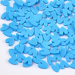 Озёрно--синий Ручной полимерной глины украшения искусства ногтя, Модные уходу за ногтями, без отверстия , сердце, Плут синий, 4~6x4~5x1~2 мм