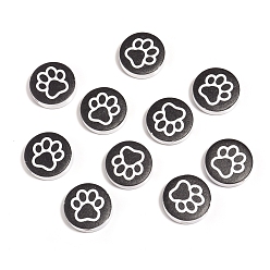 Черный Деревянные бусины, отпечаток лапы, чёрные, 20 мм, отверстие : 3 мм, 10 шт / комплект