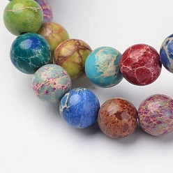 Colorful Natural Imperial Jasper Beads Strands, Round, Dyed, Colorful, 8mm, Hole: 1mm, about 48pcs/strand, 15.7 inch