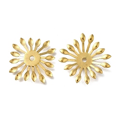 Настоящее золото 18K 304 из нержавеющей стали шарик крышки, цветок, реальный 18 k позолоченный, 21.5x21.5x2.5 мм, отверстие : 2 мм