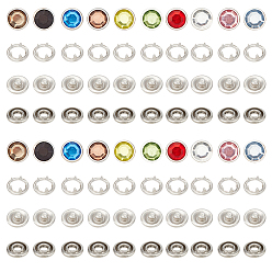 (52) Непрозрачная лаванда 20 наборы 10 цвета 4 шт. кнопка из латуни и смолы, хлопчатобумажная одежда покрывает пряжку, разноцветные, 9~10x2~5 мм, 2 набор / цвет