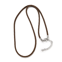 Кокосово-Коричневый 2.5мм нейлоновый плетеный шнур для изготовления ожерелий, с латунными выводами и 304 застежками из лобстера из нержавеющей стали, долговечный, стойки покрытие, платина, кокосового коричневый, 17.72 дюйм (45 см)