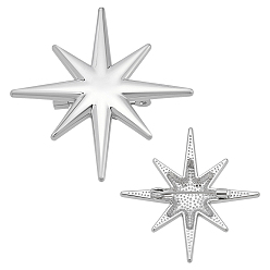 Platinum 2Pcs Star Alloy Lapel Pins for Backpack Clothes, Platinum, 45.5x45.5mm