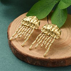 Jellyfish 304 из нержавеющей стали серьги, реальный 18 k позолоченный, медуза, 32.5x20 мм