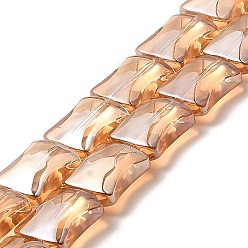 Сэнди Коричневый Прозрачные стеклянные бусины гальваническим пряди, гальваническое покрытие, бамбук совместное, песчаный коричневый, 12x10x5.5 мм, отверстие : 1 мм, около 49 шт / нитка, 24.02'' (61 см)