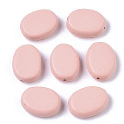 Pink Bemalte Naturholzperlen, ellipsenförmige, rosa, 18x14x5.5 mm, Bohrung: 1.5 mm