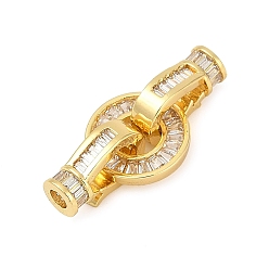 Золотой Латунное микропейв, прозрачный кубический цирконий, складные застежки, долговечный, стойки покрытие, плоско-круглые, золотые, 25 мм