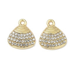 Shell Shape Сплава кристалла горный хрусталь подвески, подвески на тему океана, золотые, формы раковины, 17.5x15.5x3.5 мм, отверстие : 1.8 мм