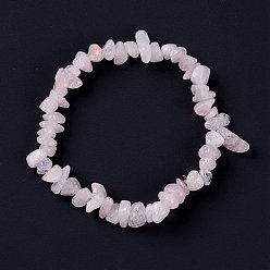 Rose Quartz Rose Quartz Chips Stretch Bracelets, Inner Diameter: 2-1/8~2-1/4 inch(5.3~5.6cm)