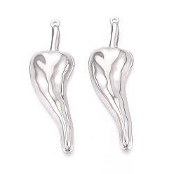 Нержавеющая Сталь Цвет 304 большие подвески из нержавеющей стали в виде перца чили, не тускнеет, цвет нержавеющей стали, 57x18x7 мм, отверстие : 1.6 мм