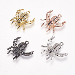 (52) Непрозрачная лаванда Латунные микро проложить кубических ссылки циркония, насекомые, красочный, разноцветные, 18x18.5x3.5 мм, отверстие : 1.5 мм