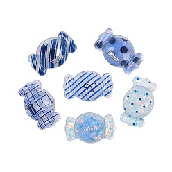 Candy Прозрачные смолы кабошоны, с блестка, конфеты, 18~18.5x29.5~30x6.5~7 мм