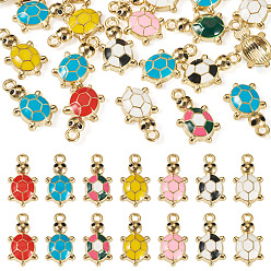 Gemischte Farbe 20 Emaille-Anhänger aus PC-Legierung, Schildkröten Charms, Gemischte Farbe, 18x10x3.5 mm, Bohrung: 1.8 mm