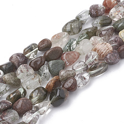 Лодолит Кварц Натуральный зеленый лодолитовый кварц / садовый кварц, упавший камень, самородки, 2~19x3~8x2~7 мм, отверстие : 1 мм, около 50~55 шт / нитка, 15.55 дюйм