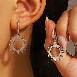 Нержавеющая Сталь Цвет 304 серьги-кольца из нержавеющей стали, цвет нержавеющей стали, 26x20 мм