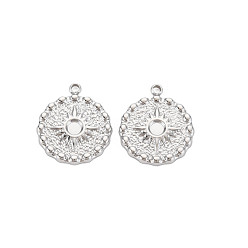 Нержавеющая Сталь Цвет 304 Настройки эмали нержавеющей стали кулон, плоско-круглые, цвет нержавеющей стали, 17x14.5x2 мм, отверстие : 1.5 мм