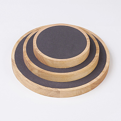 Серый Вуд ювелирные изделия дисплеев, с искусственной замши, плоско-круглые, серые, с: 11x1.8 см, м: 15x1.8 см, л: 19.7x1.8см, 3 шт / комплект