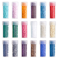 (52) Непрозрачная лаванда 90 г перламутровые цилиндрические бусины, единый размер, с прозрачными пластиковыми многоразовыми бутылками, разноцветные, 1.5~2x1~2 мм, отверстие : 0.8 мм, о 5 г / цвет, 18 цветов