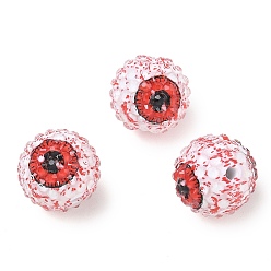 Red Acrylic Beads, Transparent Printed, Eye, Red, 19.5~20x18.5mm, Hole: 2.5mm