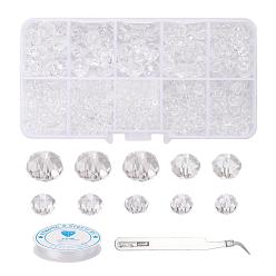 (52) Непрозрачная лаванда 710 прозрачные граненые стеклянные бусины рондель., 410 остроконечный пинцет из нержавеющей стали и эластичная хрустальная нить, для изготовления украшений своими руками, разноцветные, бисер: 710 шт. / коробка