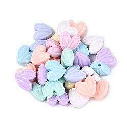 (52) Непрозрачная лаванда Непрозрачные акриловые бусины, сердце, разноцветные, 15x15.5x7.5 мм, отверстие : 2 мм, Около 480 шт / 500 г
