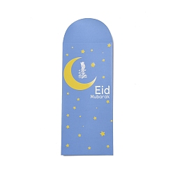 Bleu Bleuet Enveloppes en papier, rectangle avec le mot eid mubarak, bleuet, 220x80x0.5mm, utilisable : 180x80mm, 6 pcs /sachet 
