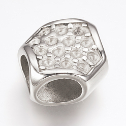 Stainless Steel Color Tarnish Resistant 316 Surgical Stainless Steel Multi-Strand Links Cabochon Settings, Hexagon, Stainless Steel Color, 17x14x7mm, Hole: 5mm, Fit For 1mm rhinestone
