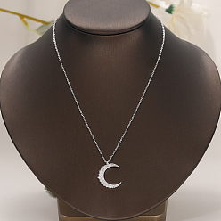 Серебро Нежные латунные подвески в форме луны для женщин, идеально подходит для повседневной носки, серебряные, 15.75 дюйм (40 см)