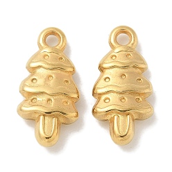 Настоящее золото 18K Ионное покрытие (ip) 304 подвески из нержавеющей стали, рождественские елки подвески, реальный 18 k позолоченный, 19x9x4 мм, отверстие : 1.8 мм
