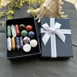 Круглые 14 лечебный орнамент из натуральных драгоценных камней, Чакра Рейки энергетические каменные украшения, украшение для дома по фэн-шуй, шестиугольная призма, круглые, Размер упаковки: 90x70x30 mm