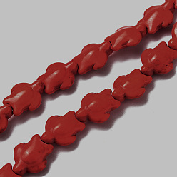 Красный Окрашенные синтетические бирюзовые бусы нити, Морская черепаха, красные, 15x12x6 мм, отверстие : 1 мм, около 28 шт / нитка, 15.4 дюйм