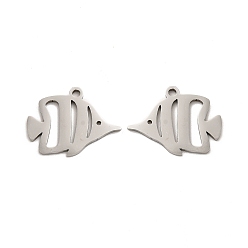 Нержавеющая Сталь Цвет Не тускнеющие 201 подвески из нержавеющей стали, амулеты из полой рыбы, цвет нержавеющей стали, 13.5x17.3x0.9 мм, отверстие : 1.4 мм