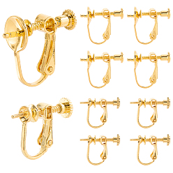 Настоящее золото 18K 16шт. 2 стили латунные клипсы фурнитура, с силиконовыми подушечками, реальный 18 k позолоченный, 13.5~17x17~19 мм, штифты : 1~1.3 мм, 8 шт / стиль