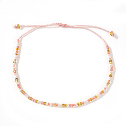 Pink Браслеты из бисера из стеклопластика, плетеные браслеты из нейлонового шнура для женщин, рондель, розовые