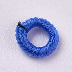 Royal Blue Polyester Cord Beads, Ring, Royal Blue, 6~6.5x1.5mm, Hole: 3mm