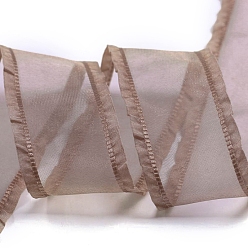 Tan 10 Yards Polyester Ruffled Ribbons, for Clothing Ornament, Tan, 1 inch(25mm)
