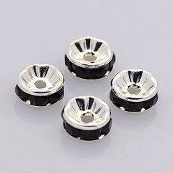 Реактивный Самолет Латунь марки А горный хрусталь Spacer бисер, прямой фланец, рондель, серебряные, струя, 7x3.2 мм, отверстие : 1.8 мм