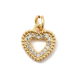 Настоящее золото 18K Латунные микро проложить кубического циркония подвески, сердце прелести, без свинца и без кадмия, долговечный, с целью перехода в кольце, реальный 18 k позолоченный, 11x10x2 мм, отверстие : 3 мм
