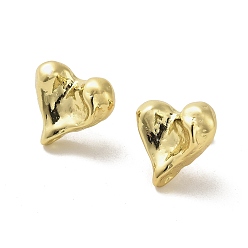 Настоящее золото 18K Серьги-гвоздики из латуни с покрытием в форме сердца, без кадмия и без свинца, реальный 18 k позолоченный, 17.5x19 мм